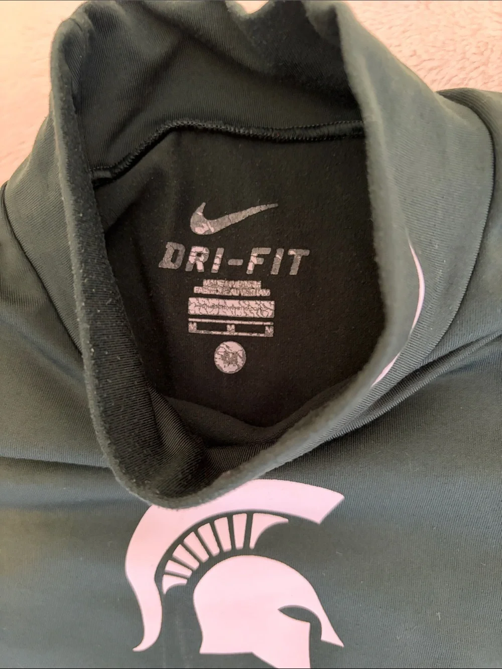 MSU Nike Dark Green Long Sleeve Top with White Logo